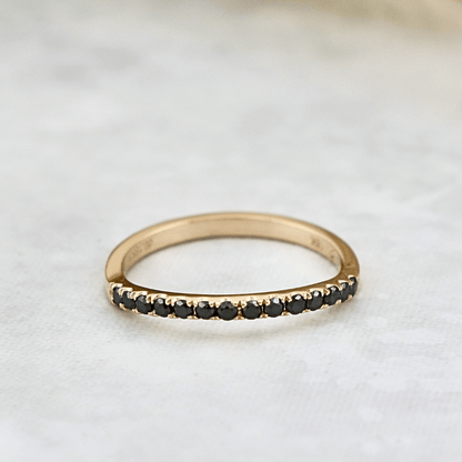 Bague Semi-éternité courbe en or 14K - 18K ou platine et diamants noirs