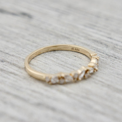Bague semi-éternité Marquise en or 14K et diamants