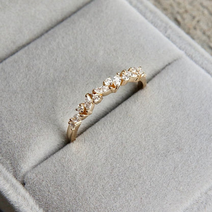 Bague semi-éternité Marquise en or 14K et diamants