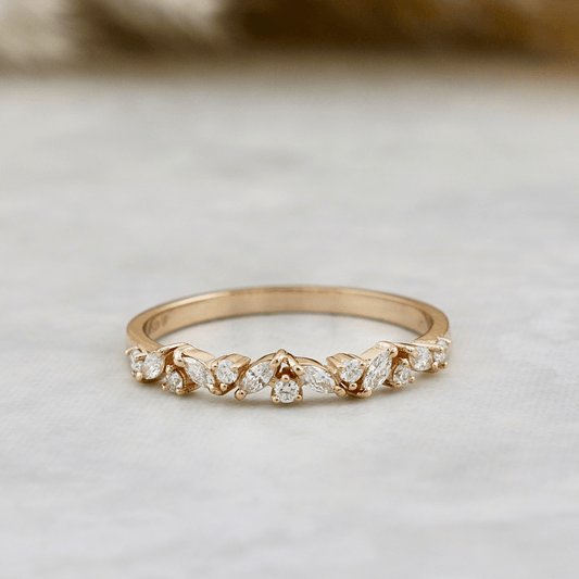Bague semi-éternité Marquise en or 14K et diamants