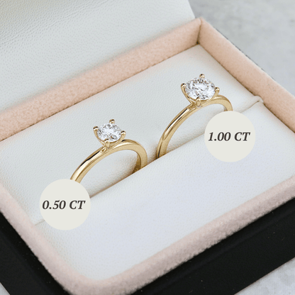 Bague solitaire Classique en or 14K - 18K et diamant 0,5 - 1 ct