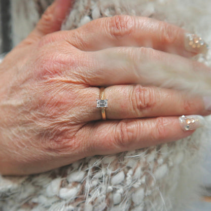 Bague solitaire Émeraude en or 14K - 18K ou platine et diamant 0,5 ct