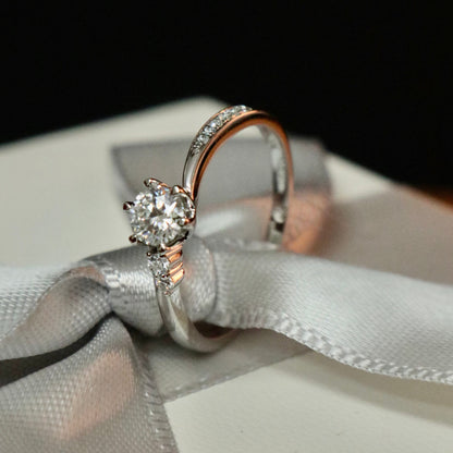 Bague solitaire en or 10K ou argent sterling et moissanites