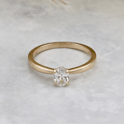 Bague solitaire Oval en or 14K - 18K et diamant 0,5 ct