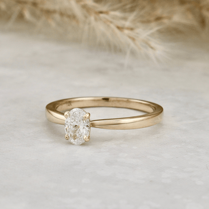 Bague solitaire Oval en or 14K - 18K et diamant 0,5 ct