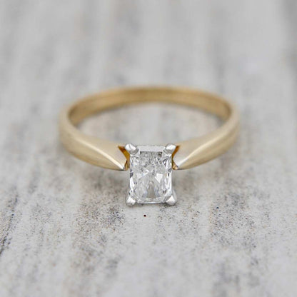 Bague solitaire Radiant en or 14K - 18K ou platine et diamant 0,5 ct