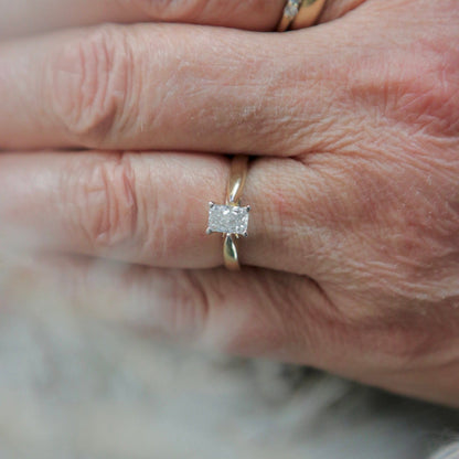 Bague solitaire Radiant en or 14K - 18K ou platine et diamant 0,5 ct