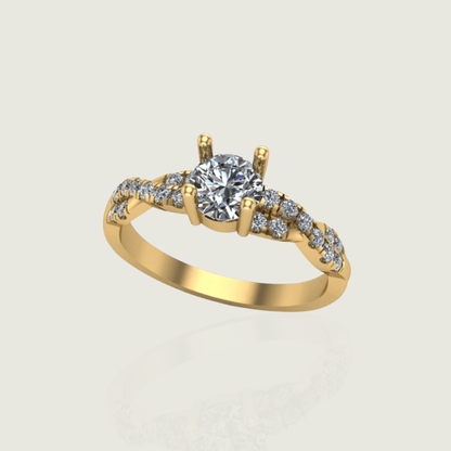 Bague solitaire Torsade en or 14K - 18K ou platine et diamant 0,5 ct