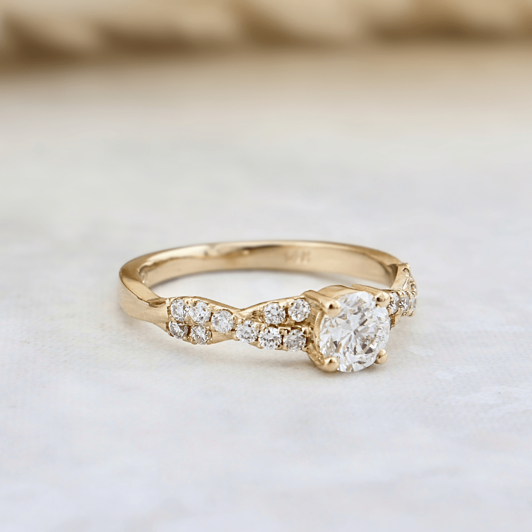 Bague solitaire Torsade en or 14K - 18K ou platine et diamant 0,5 ct