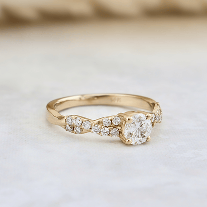Bague solitaire Torsade en or 14K - 18K ou platine et diamant 0,5 ct
