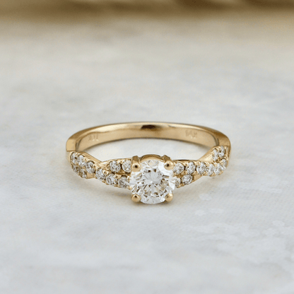 Bague solitaire Torsade en or 14K - 18K ou platine et diamant 0,5 ct