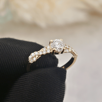 Bague solitaire Torsade en or 14K - 18K ou platine et diamant 0,5 ct