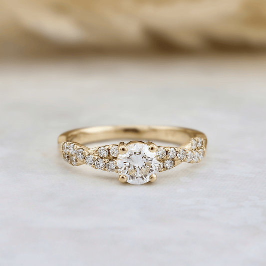 Bague solitaire Torsade en or 14K - 18K ou platine et diamant 0,5 ct