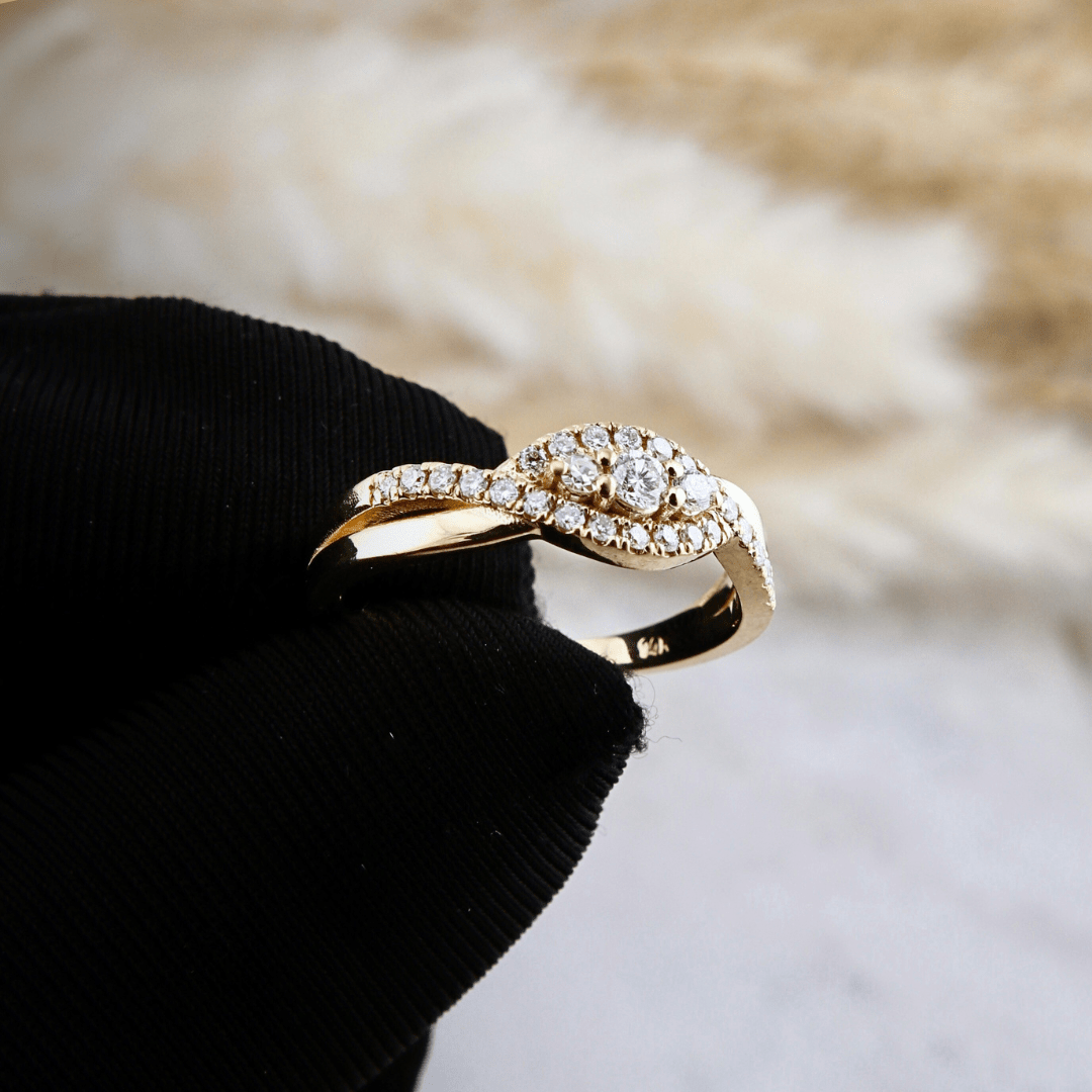 Bague Torsade en or 14K - 18K ou platine et diamants