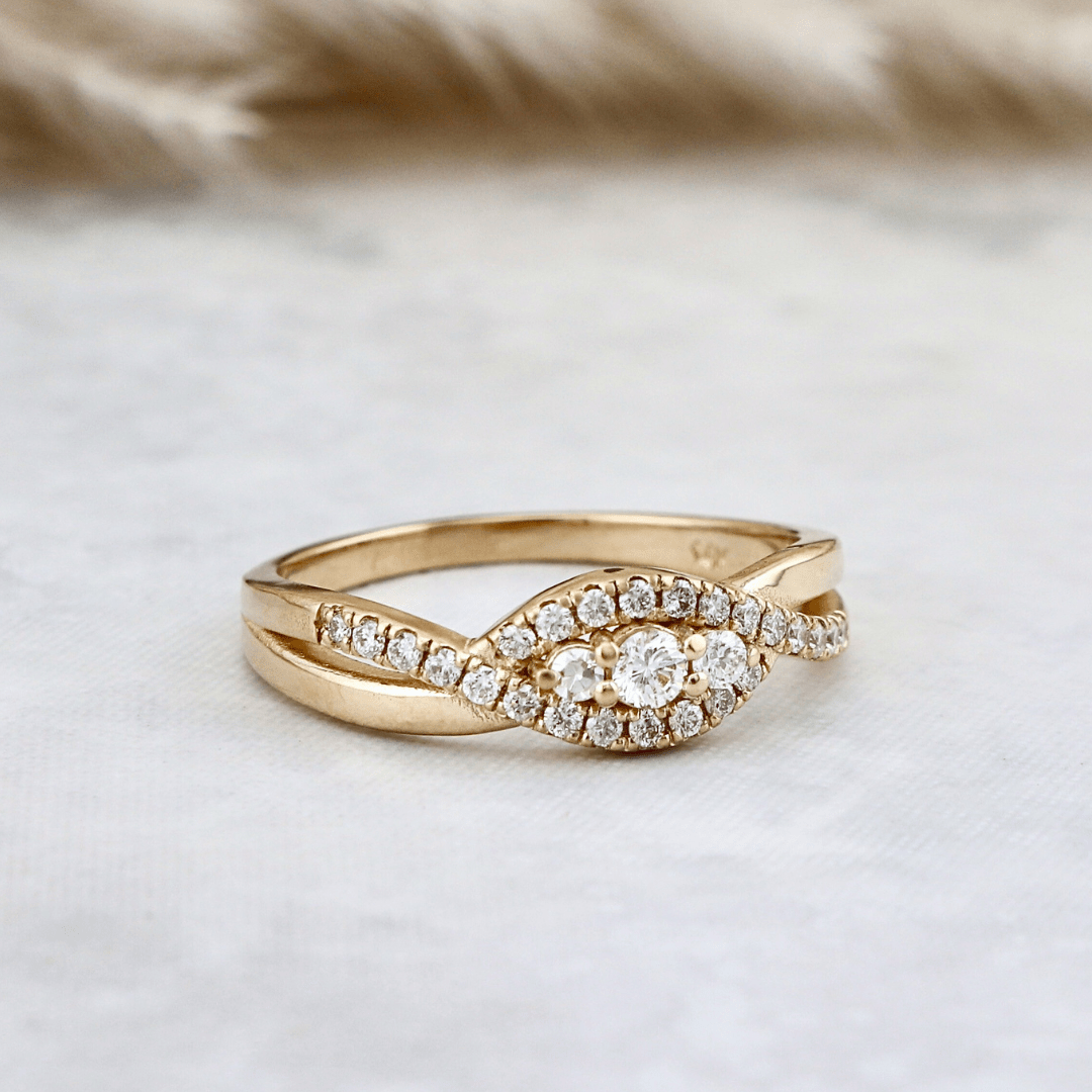 Bague Torsade en or 14K - 18K ou platine et diamants