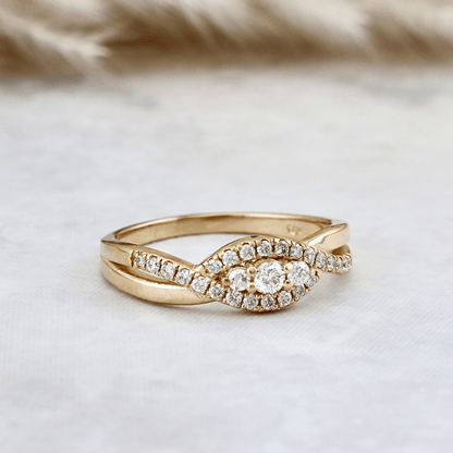 Bague Torsade en or 14K - 18K ou platine et diamants