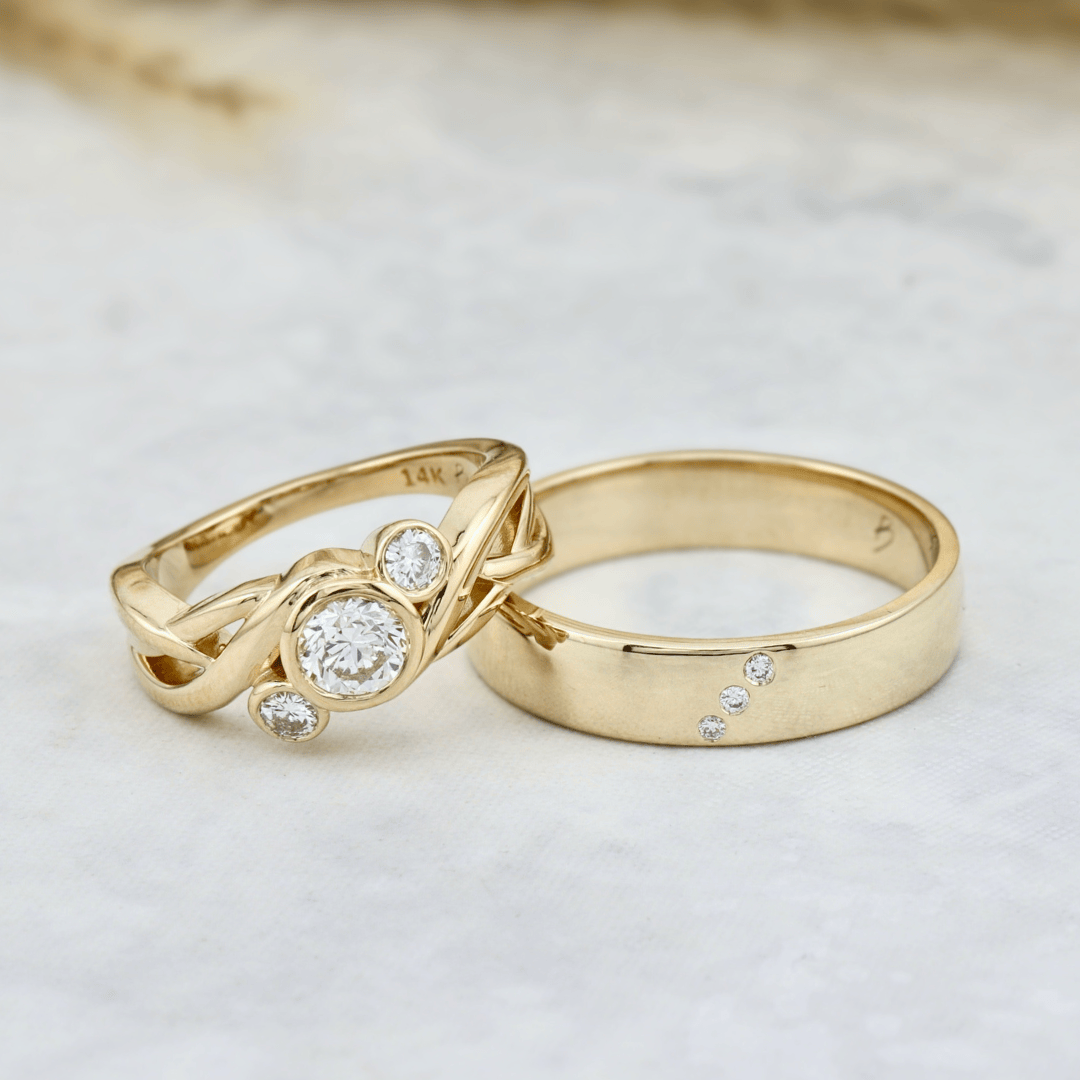 Bague Torsade en or 14K - 18K ou platine et diamants
