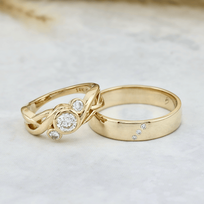 Bague Torsade en or 14K - 18K ou platine et diamants