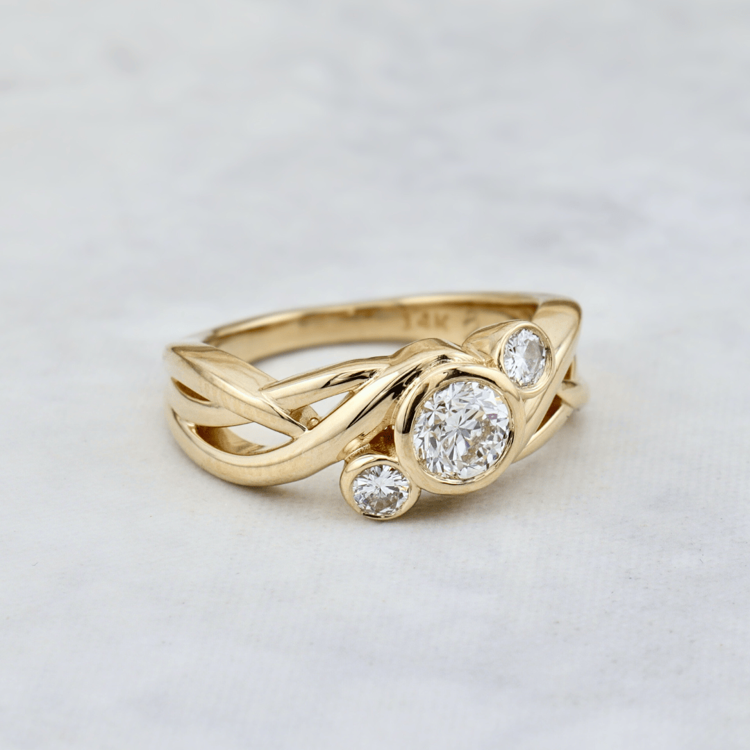 Bague Torsade en or 14K - 18K ou platine et diamants