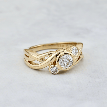 Bague Torsade en or 14K - 18K ou platine et diamants