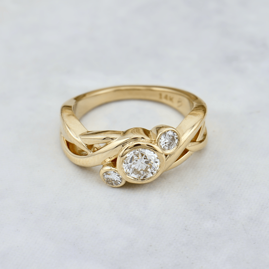 Bague Torsade en or 14K - 18K ou platine et diamants