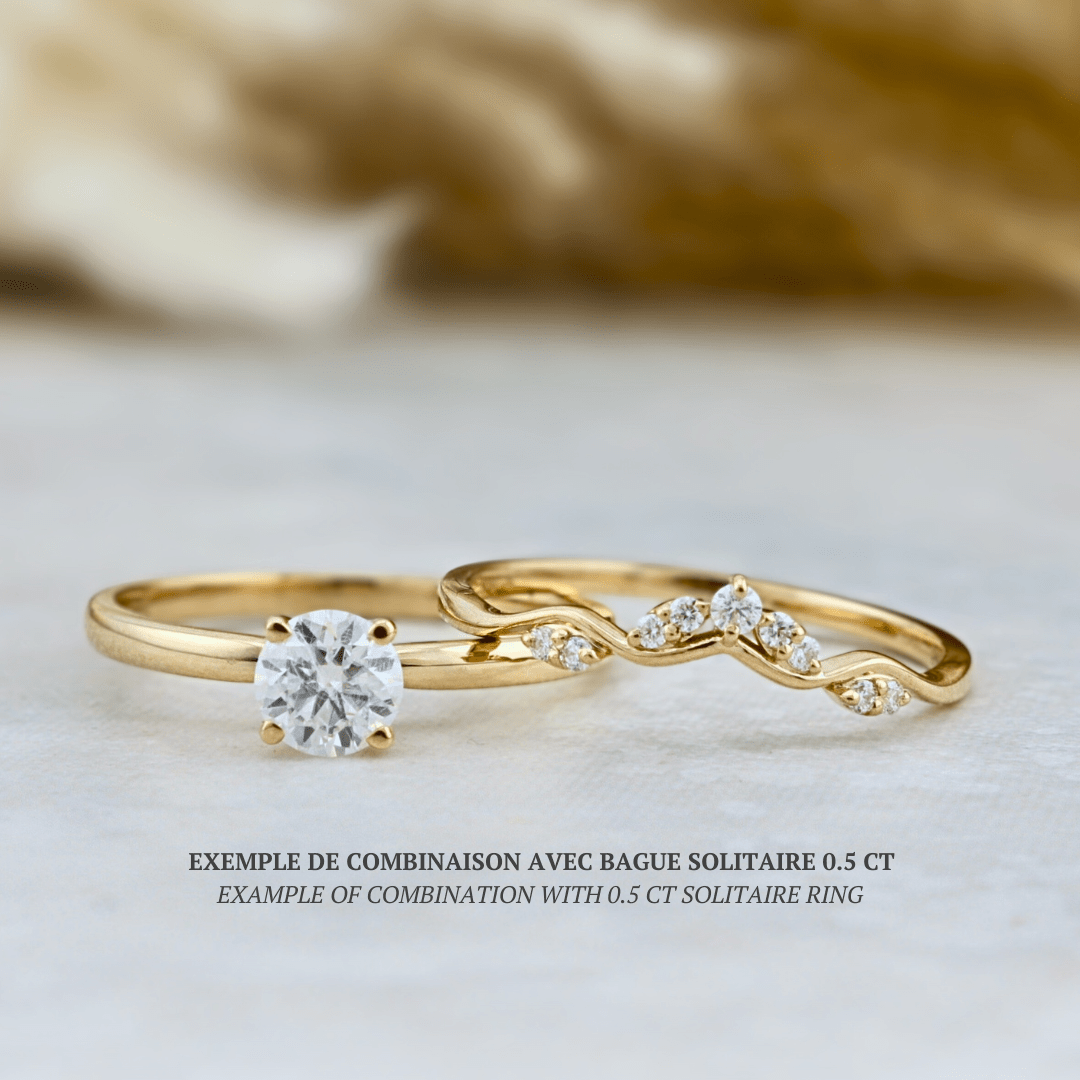 Bague Vague en or 10K ou argent sterling et moissanites