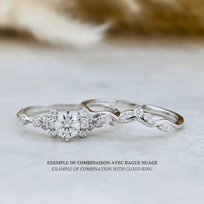 Bague Vague en or 10K ou argent sterling et moissanites