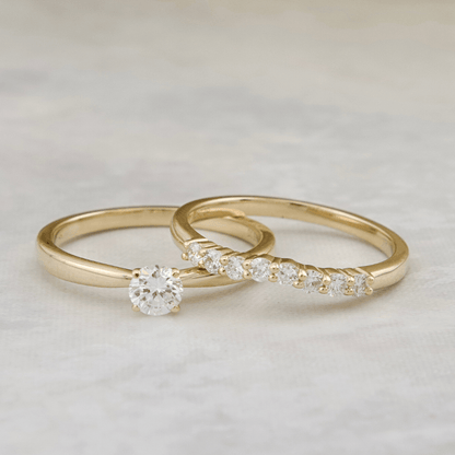 Bagues Ensemble d'alliances Classique en or 14K - 18K ou platine et diamants