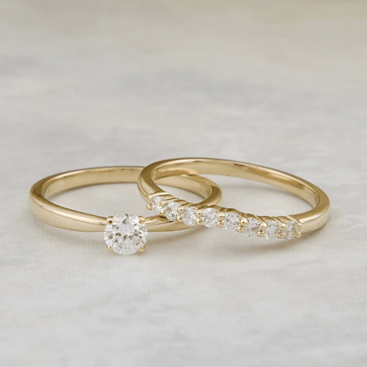 Bagues Ensemble d'alliances Classique en or 14K - 18K ou platine et diamants