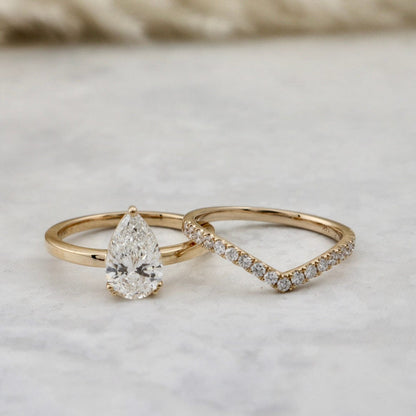 Bagues ensemble d’alliances diamants poire