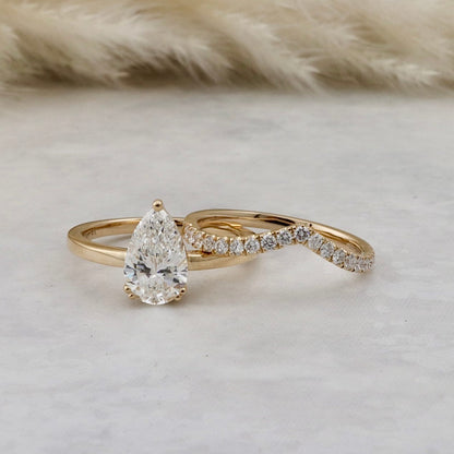 Bagues ensemble d’alliances diamants poire