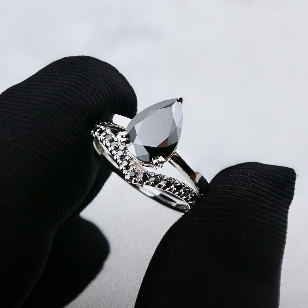 Bagues ensemble d’alliances moissanites noires