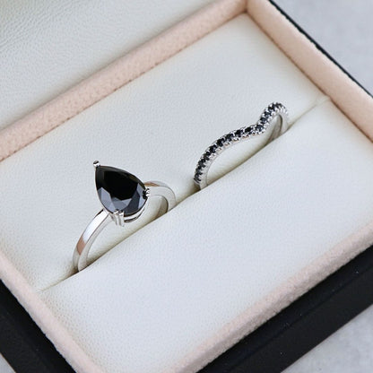 Bagues ensemble d’alliances moissanites noires