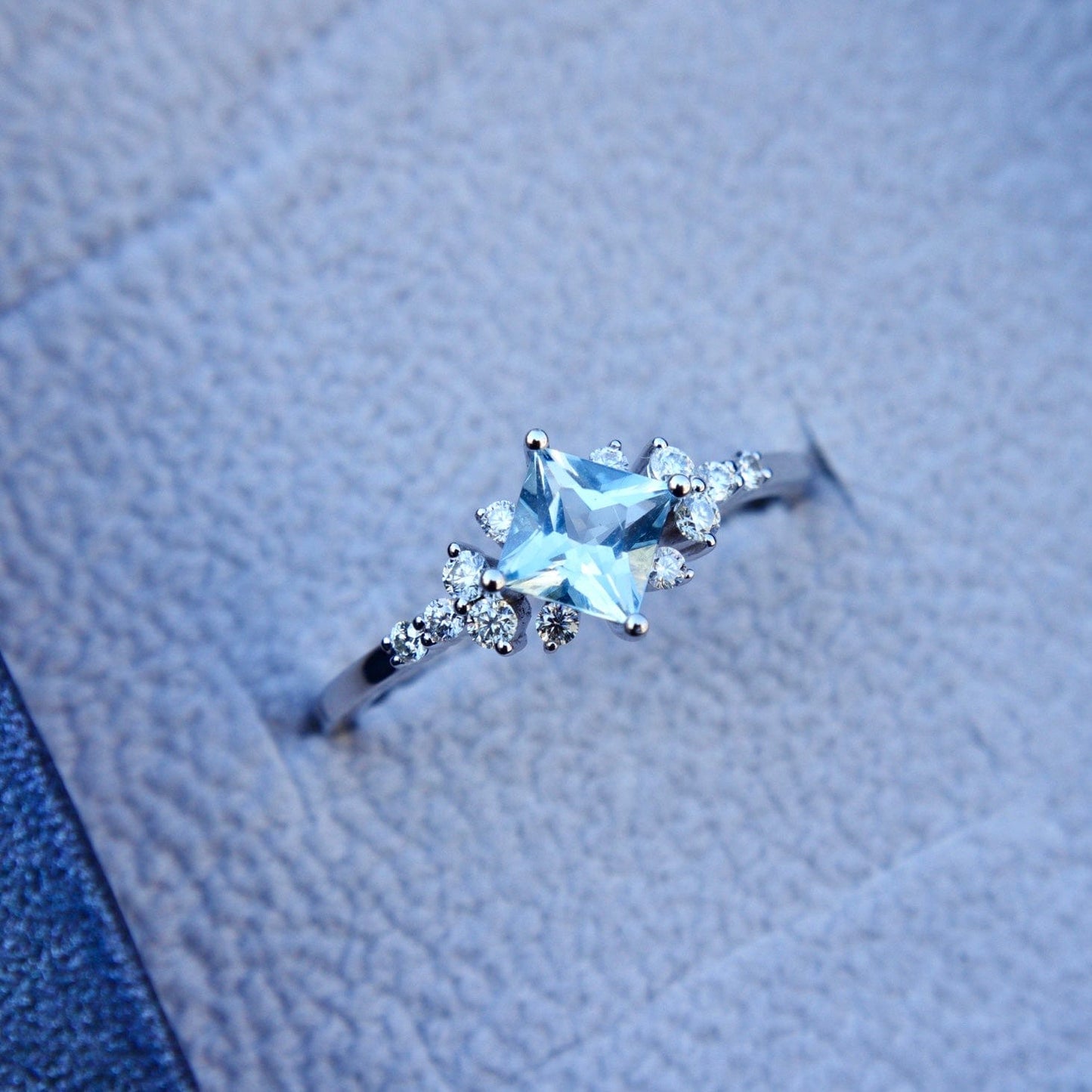 Bagues Princesse en or 14K - 18K, aigue-marine et diamants