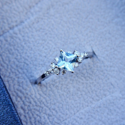 Bagues Princesse en or 14K - 18K, aigue-marine et diamants