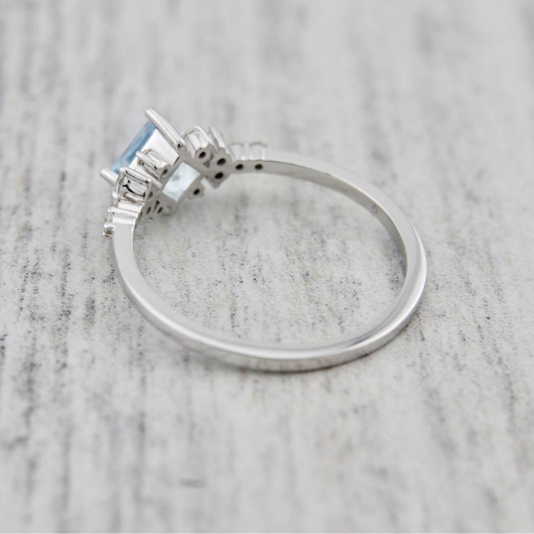 Bagues Princesse en or 14K - 18K, aigue-marine et diamants