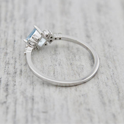 Bagues Princesse en or 14K - 18K, aigue-marine et diamants