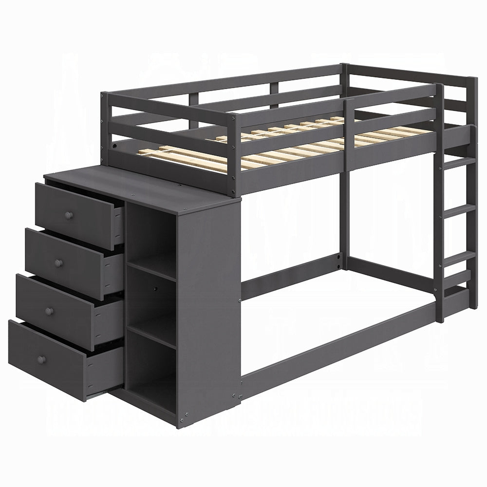 Barney Twin Bunk/Loft Bed W/Drawers & Storage - Grey