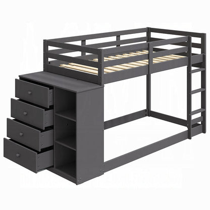 Barney Twin Bunk/Loft Bed W/Drawers & Storage - Grey