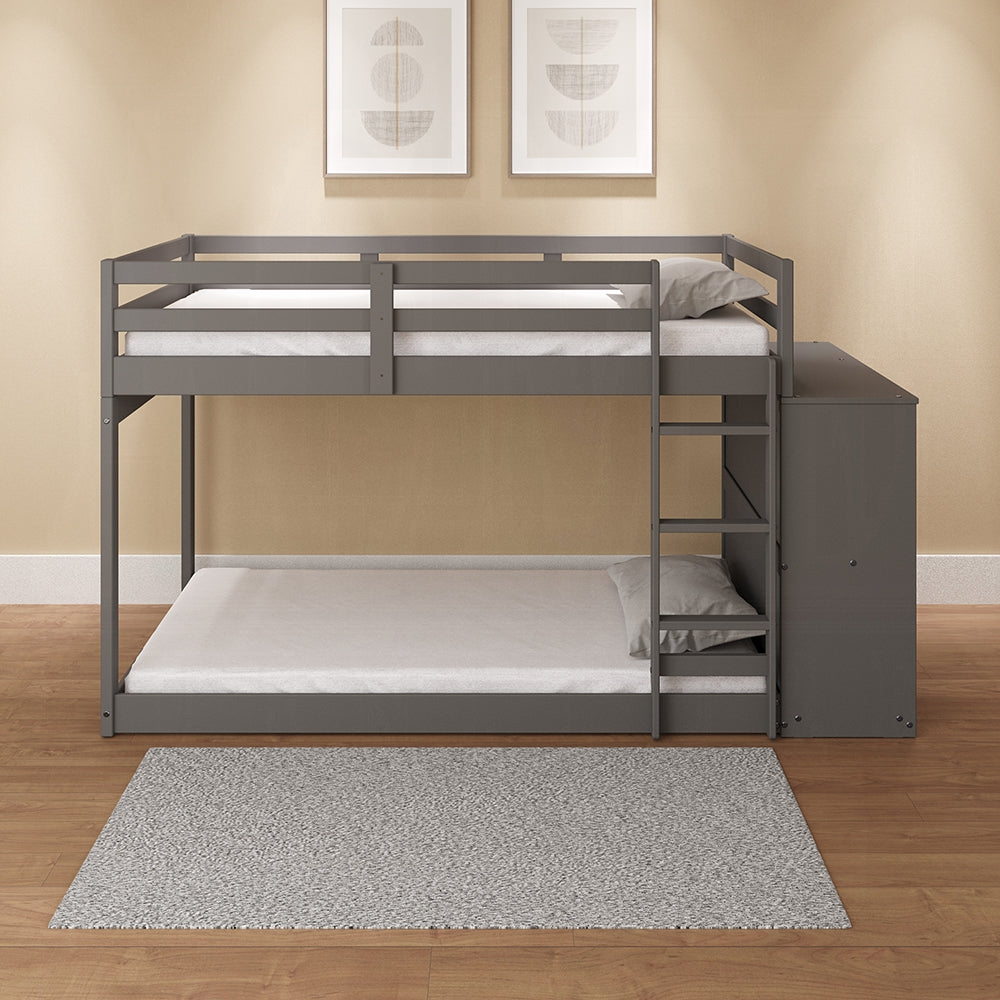 Barney Twin Bunk/Loft Bed W/Drawers & Storage - Grey
