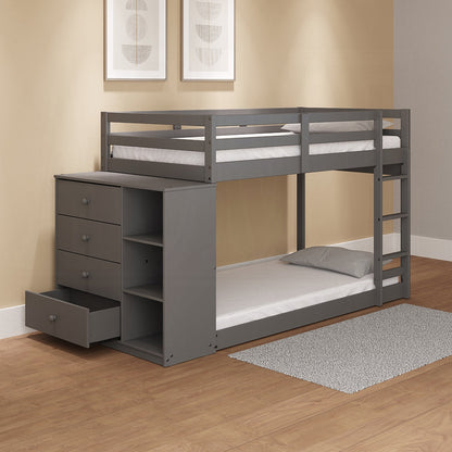 Barney Twin Bunk/Loft Bed W/Drawers & Storage - Grey