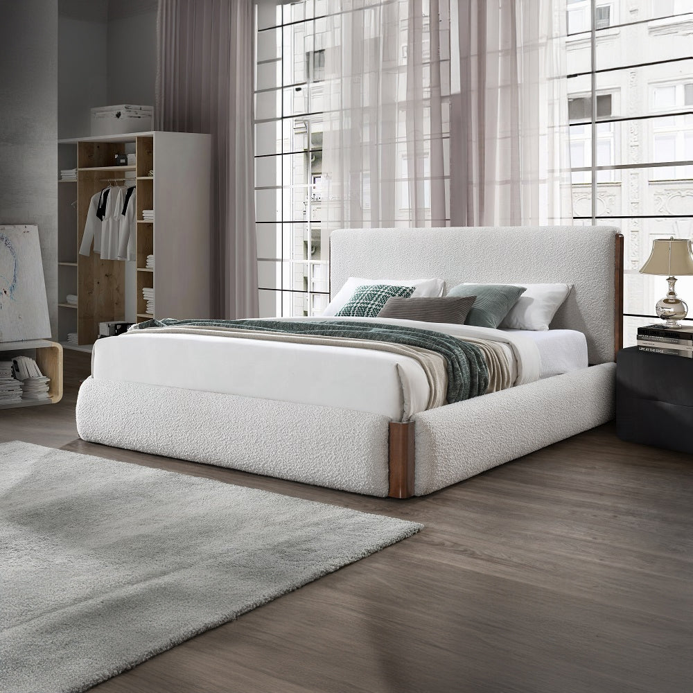 Reggie Upholstered Platform Bed - Cream