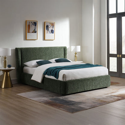Purus Upholstered Platform Bed - Moss Green