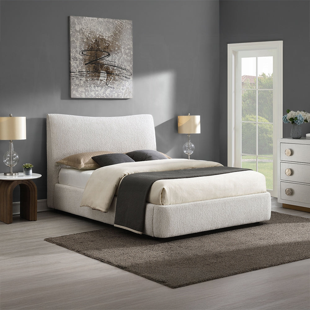 Tocan Upholstered Platform Bed - Beige