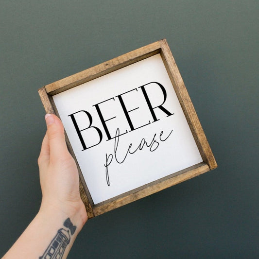 Beer Please Mini Wood Sign