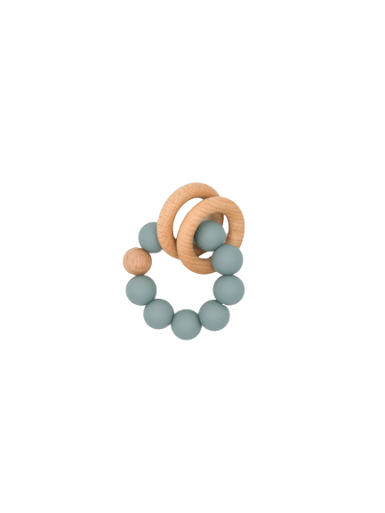 Silicone Teether With Wood Rings 3M+