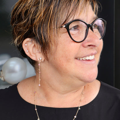 Boucles d’oreilles en or 14K serties de diamants et tourmalines