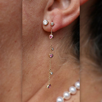Boucles d’oreilles en or 14K serties de diamants et tourmalines
