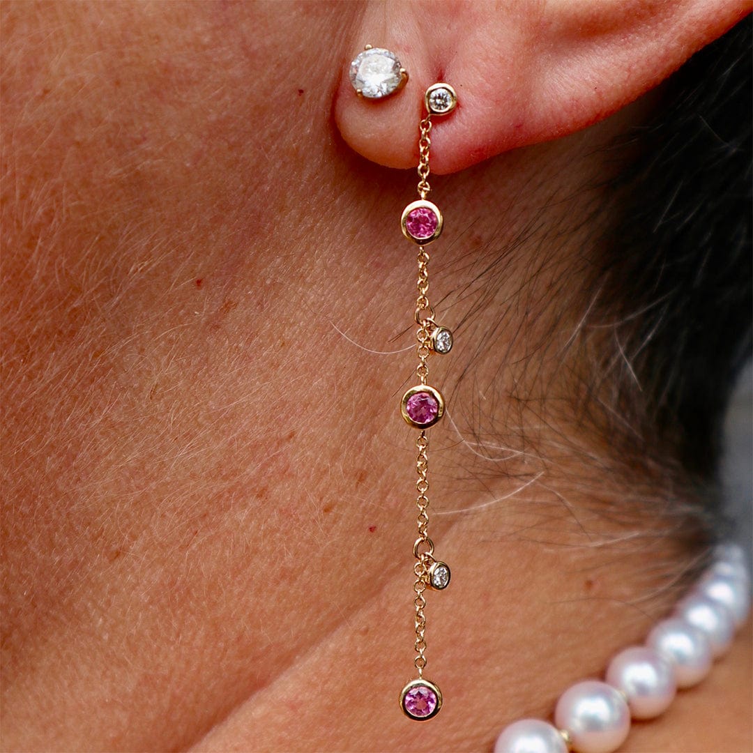 Boucles d’oreilles en or 14K serties de diamants et tourmalines