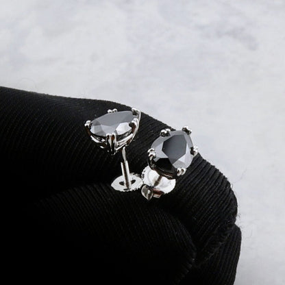 Boucles d'oreilles Moissanites noires en or 10K - 14K - 18K ou platine
